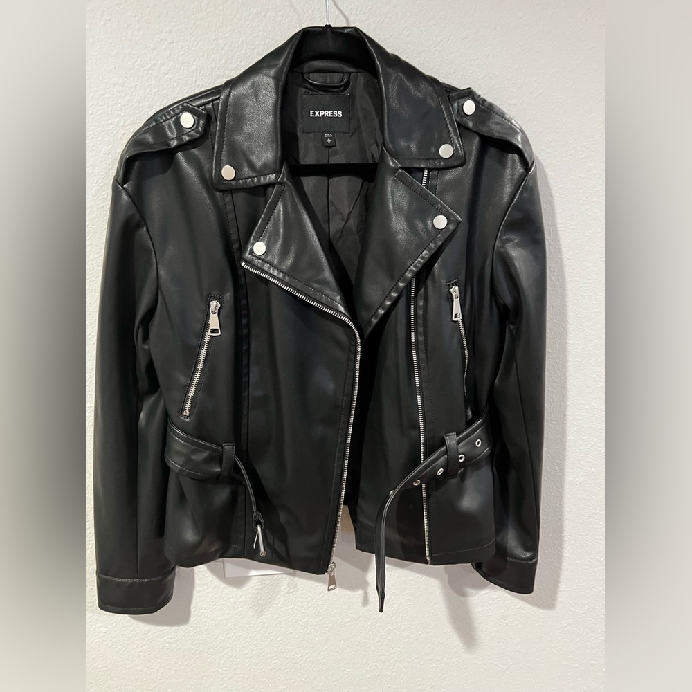 Express Black Faux Leather Moto Jacket